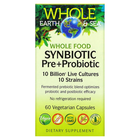 Natural Factors, Whole Earth & Sea, Whole Food Synbiotic Pre+Probiotic, 10 Billion, 60 Vegetarian Capsules - Supply Center USA