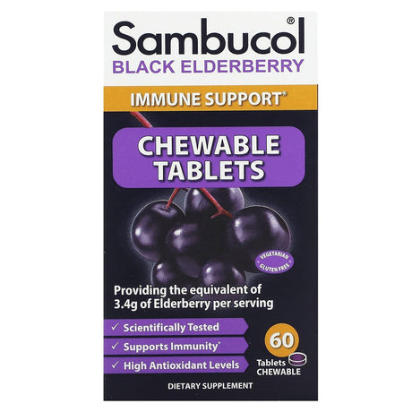 Sambucol, Black Elderberry, Immune Support, 60 Chewable Tablets - Supply Center USA