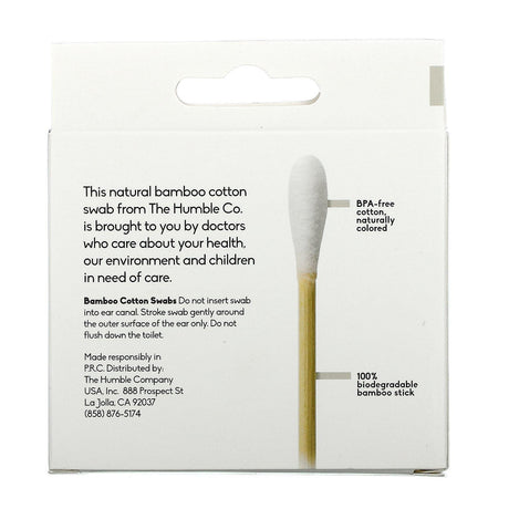 The Humble Co., Bamboo Cotton Swabs, White, 100 Swabs - Supply Center USA