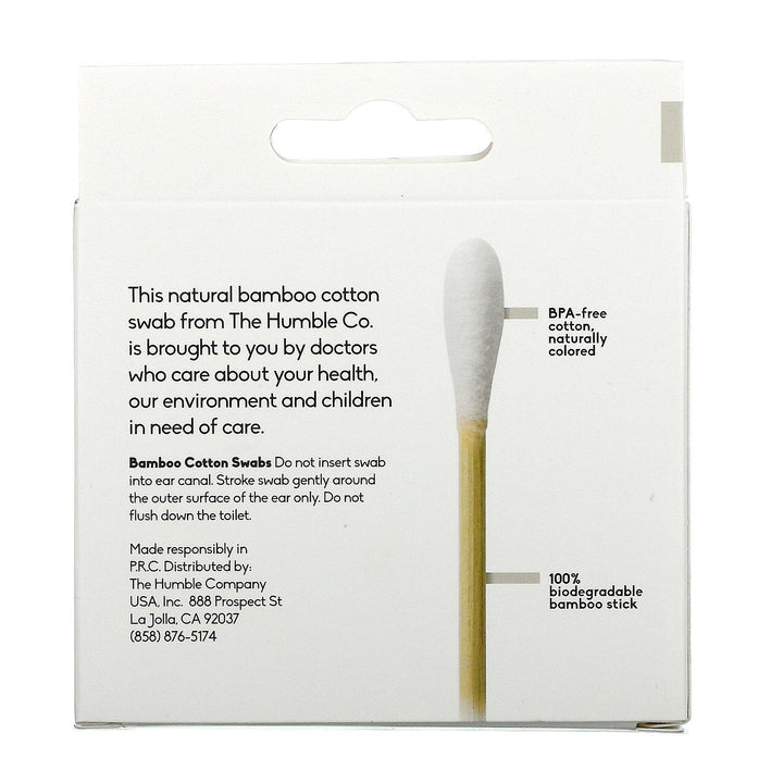 The Humble Co., Bamboo Cotton Swabs, White, 100 Swabs - HealthCentralUSA