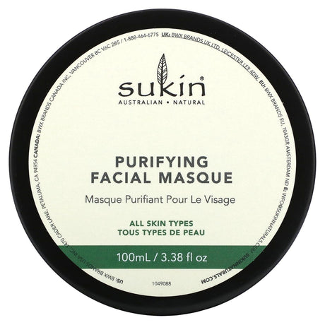 Sukin, Purifying Facial Masque, 3.38 fl oz (100 ml) - Supply Center USA