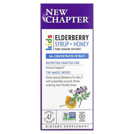 New Chapter, Kids, Elderberry Syrup + Honey, Ages 2+, 4 fl oz (118 ml) - Supply Center USA