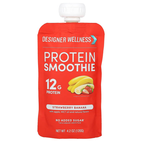 Designer Wellness, Protein Smoothie, Strawberry Banana, 12 Packs, 4.2 oz (120 g) Each - Supply Center USA