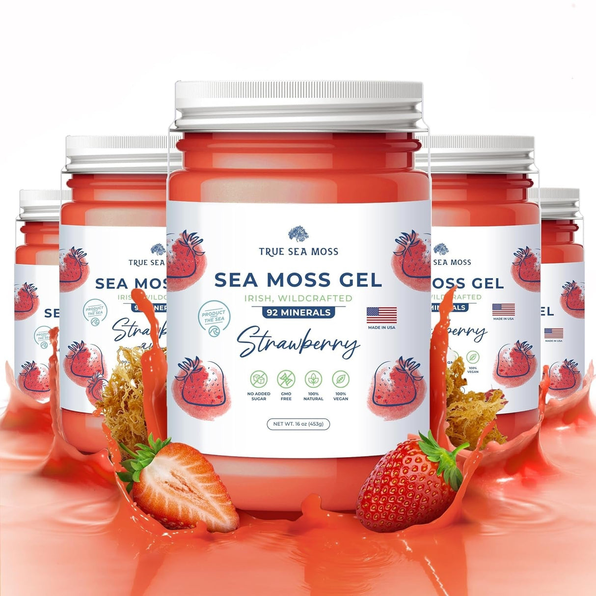 Trueseamoss Wildcrafted Irish Sea Moss Gel –7 Flavors- Nutritious Raw Seamoss Rich in Minerals, Proteins & Vitamins – Antioxidant Health Sea Moss, Vegan Made in USA (MANGO/PINEAPPLE, 1)