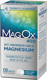 Mag-Ox 400 Magnesium Supplement, Pharmaceutical Grade Magnesium Oxide, Most Concentrated Form of Magnesium, 483Mg, 240 Tablets (2 Packs of 120 Tablets)