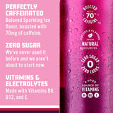 Sparkling Ice Caffeine Black Raspberry Sparkling Water with Caffeine, Zero Sugar, with Antioxidants and Vitamins,16 Fl Oz Cans (Pack of 12)