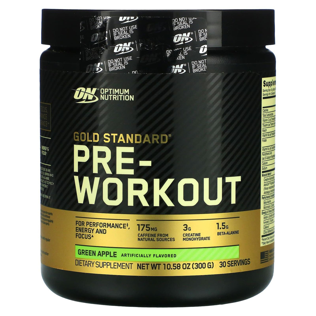 Optimum Nutrition, Gold Standard Pre-Workout, Green Apple, 10.58 oz (300 g) - Supply Center USA