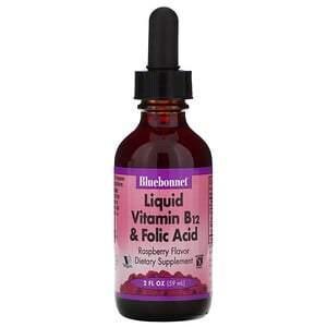 Bluebonnet Nutrition, Liquid Vitamin B-12 & Folic Acid, Natural Raspberry Flavor, 2 fl oz (59 ml) - Supply Center USA