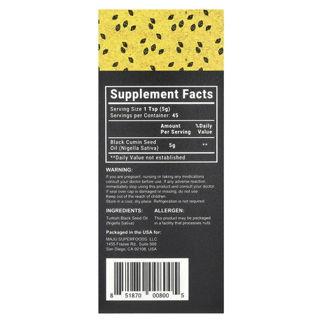 Maju Superfoods, Cold-Pressed Black Seed Oil , 8 fl oz - Supply Center USA