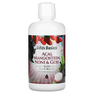 LifeTime Vitamins, Life's Basics, 4-In-1 Superfruit Juice Blend, Acai, Mangosteen, Noni & Goji, 32 fl oz (946 ml) - Supply Center USA