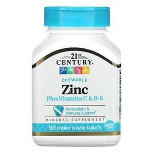 21st Century, Zinc Plus Vitamins C & B-6, Chewable, Cherry Flavor, 90 Tablets - Supply Center USA