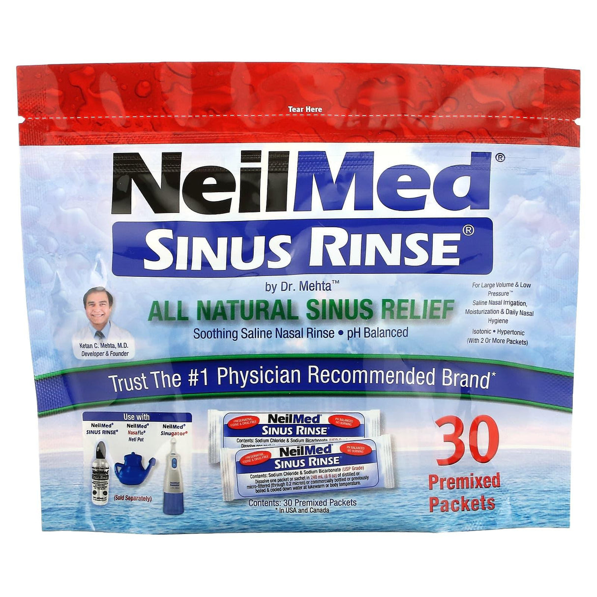 NeilMed, Sinugator, Cordless Pulsating Nasal Wash, 3 Piece Set - Supply Center USA