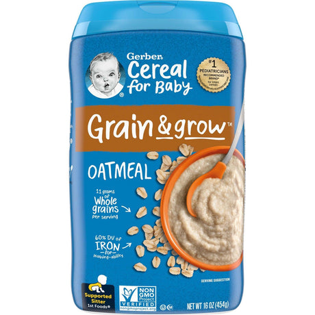 Gerber, Cereal for Baby, Grain & Grow, 1st Foods, Oatmeal, 16 oz ( 454 g) - Supply Center USA