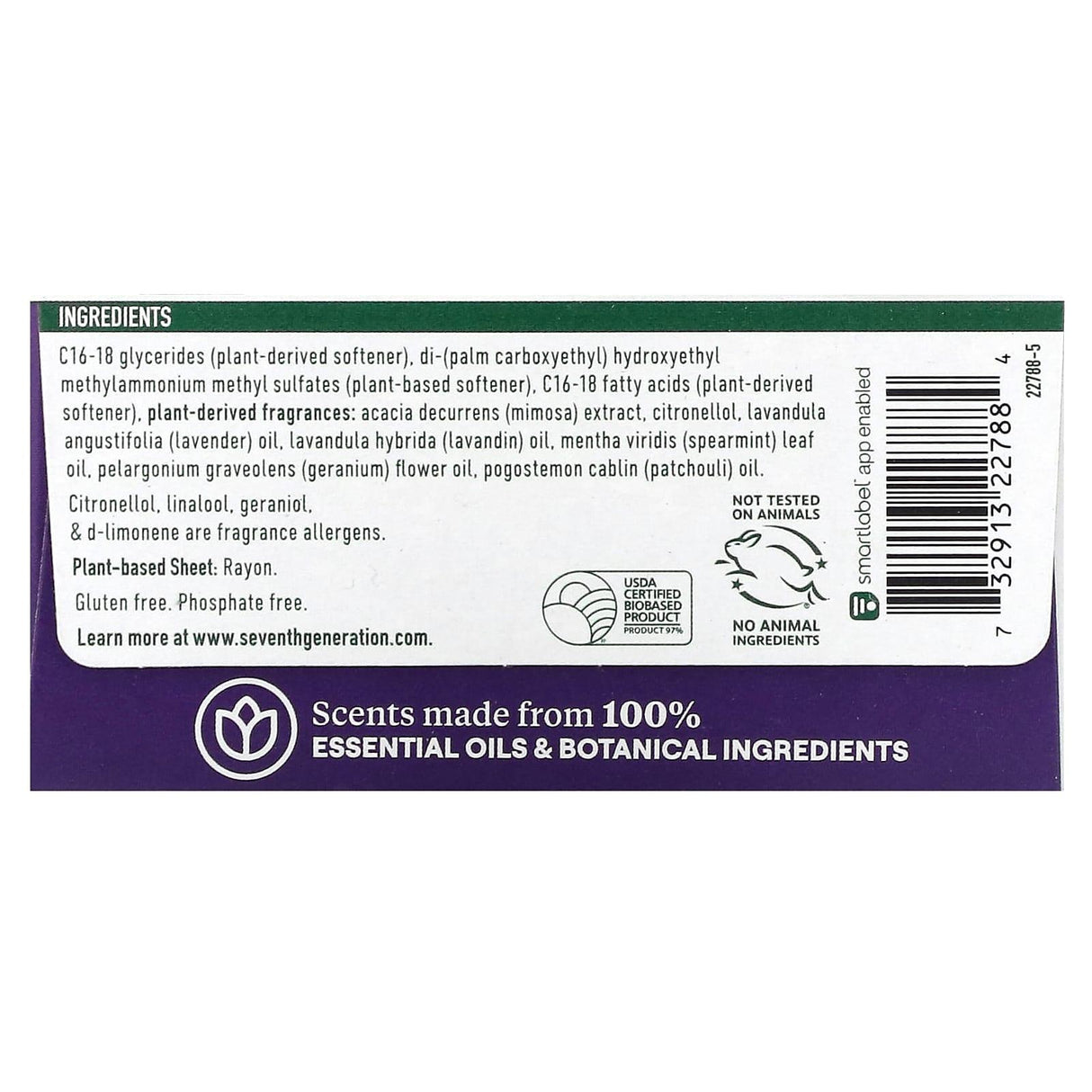 Seventh Generation, Fabric Softener Sheets, Fresh Lavender, 80 Sheets - Supply Center USA