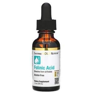 California Gold Nutrition, Folinic Acid, Alcohol Free, 1 fl oz (30 ml) - HealthCentralUSA