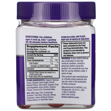 Natrol, Kids, Melatonin, Ages 4+, Berry, 60 Gummies - Supply Center USA