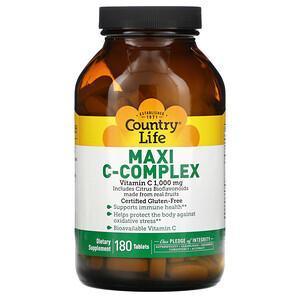 Country Life, Maxi C-Complex, 1,000 mg, 180 Tablets - Supply Center USA