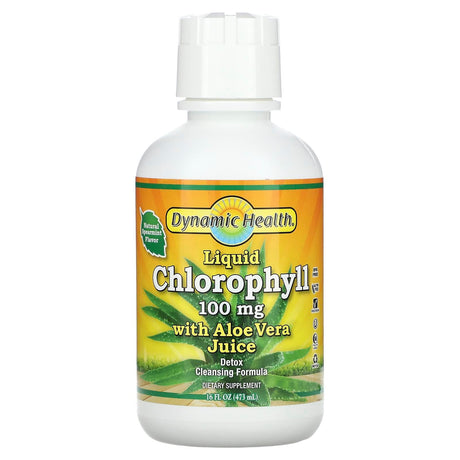 Dynamic Health, Liquid Chlorophyll, With Aloe Vera Juice, Natural Spearmint, 100 mg, 16 fl oz (473 ml) - Supply Center USA