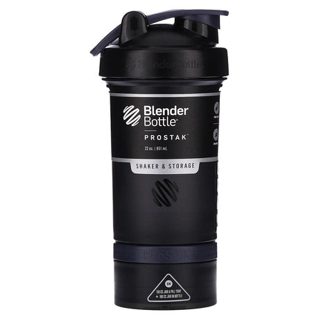 Blender Bottle, ProStak, Shaker & Storage, FC Black, 22 oz (651 ml) - Supply Center USA