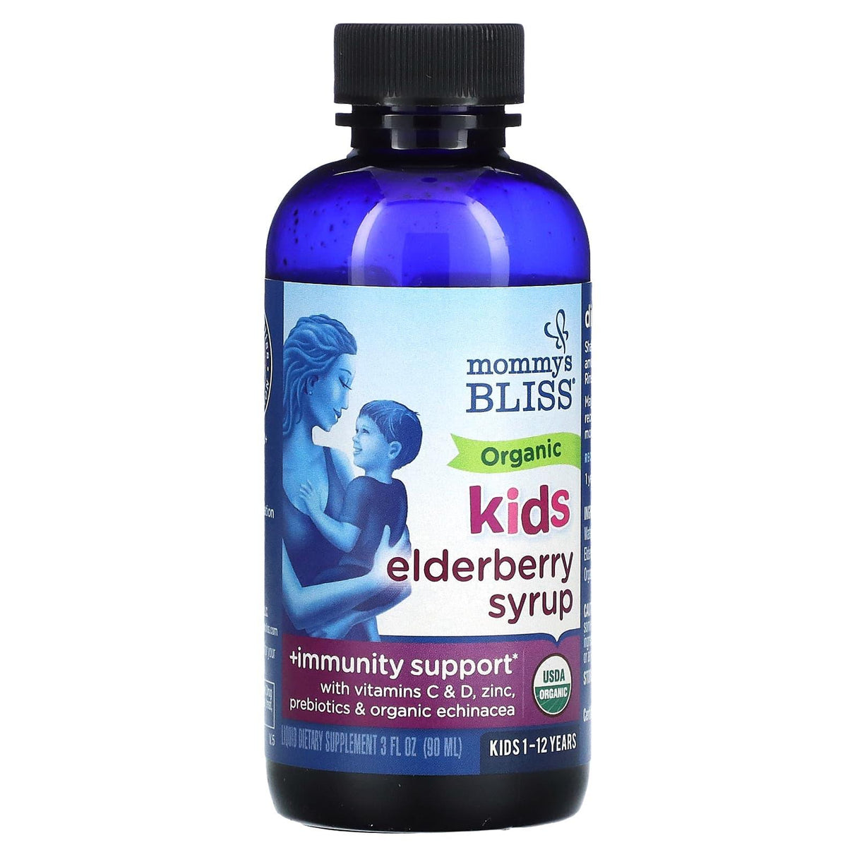 Mommy's Bliss, Kids, 1-12 Yrs, Organic Elderberry Syrup + Immunity Boost, 3 fl oz (90 ml) - Supply Center USA