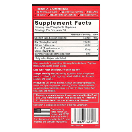 Force Factor, Fundamentals, DIM Max, 400 mg, 60 Vegetable Capsules (200 mg per Capsule) - Supply Center USA