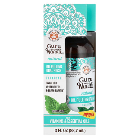 GuruNanda, Natural Oil Pulling Oral Rinse, Farmed Mint, 3 fl oz (88.7 ml) - Supply Center USA