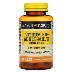 Mason Natural, Vitrum 50+ Adult-Multi, Iron Free, 100 Tablets - Supply Center USA