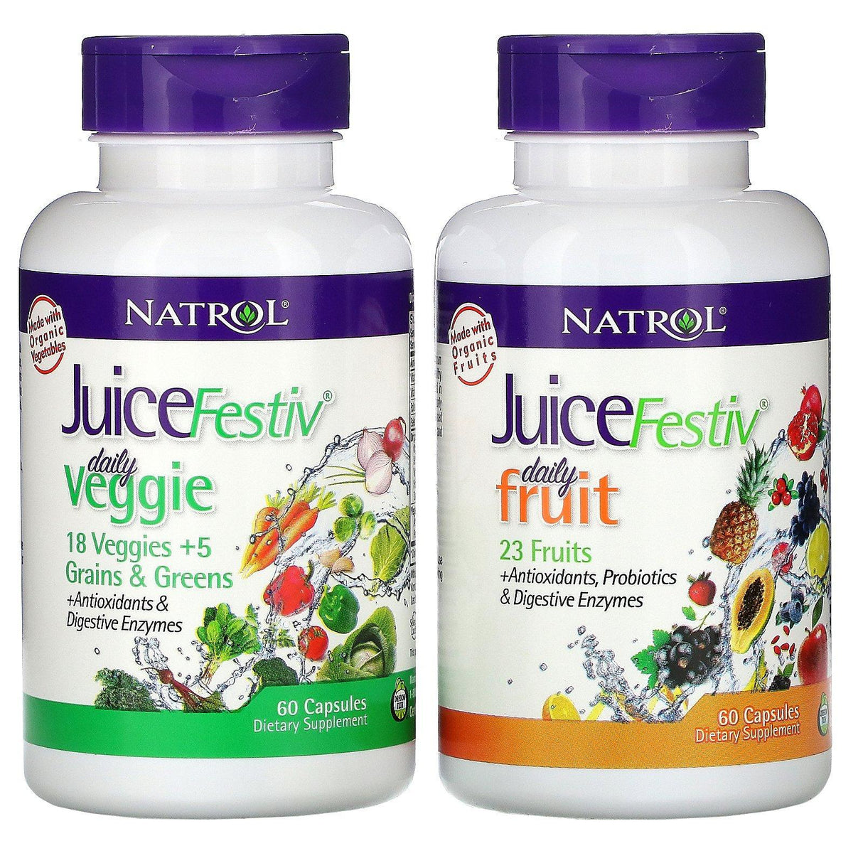 Natrol, JuiceFestiv, 2 Bottles, 60 Capsules Each - Supply Center USA