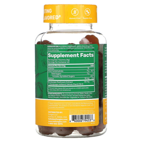 Fungies, Cordyceps Mushroom Gummies, Mango and Pineapple, 60 Pectin Gummies - Supply Center USA