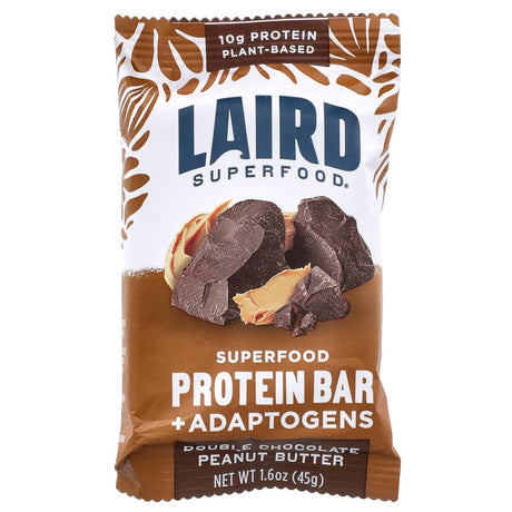 Laird Superfood, Superfood Protein Bar + Adaptogens, Double Chocolate Peanut Butter , 10 Bars, 1.6 oz (45 g) Each - Supply Center USA