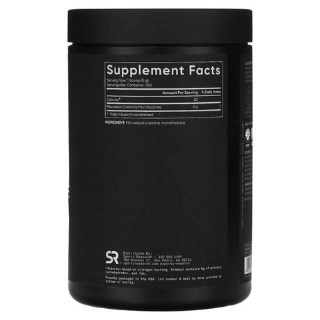 Sports Research, Creatine Monohydrate, Unflavored, 1.1 lb (500 g) - Supply Center USA