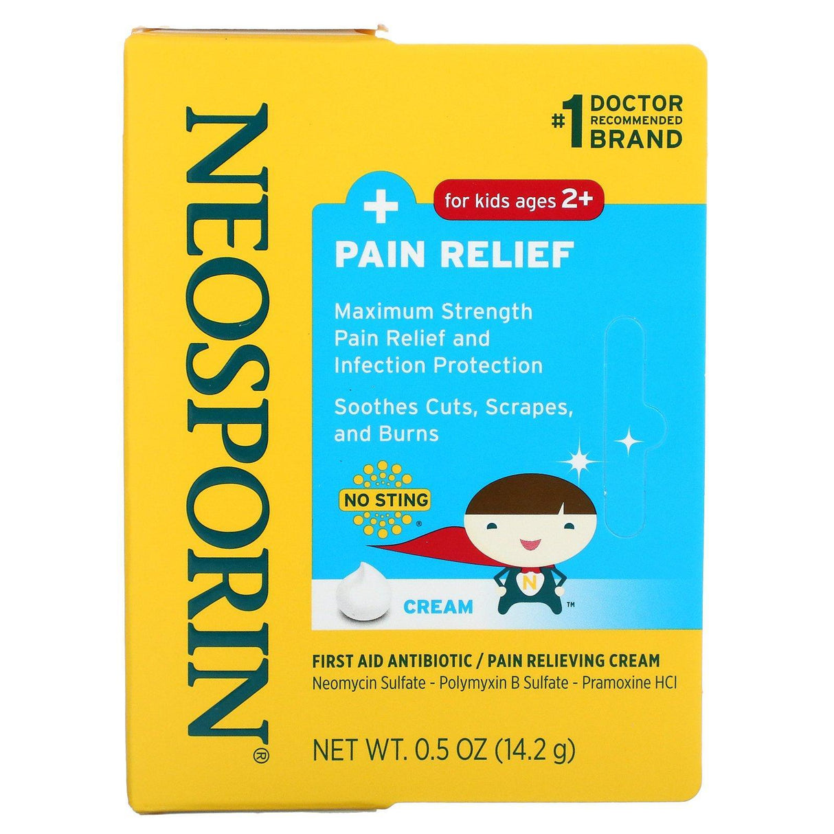 Neosporin, +Pain Relief Cream, For Kids Ages 2+, 0.5 oz (14.2 g) - Supply Center USA