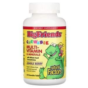 Natural Factors, Big Friends, Chewable Multi-Vitamin & Minerals, Jungle Berry, 60 Chewable Tablets - Supply Center USA