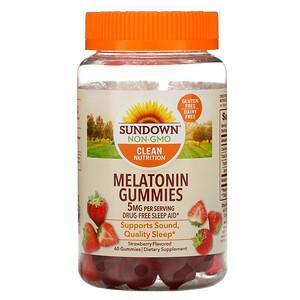 Sundown Naturals, Melatonin Gummies, Strawberry Flavored, 2.5 mg, 60 Gummies - Supply Center USA