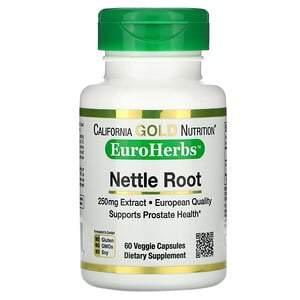 California Gold Nutrition, Nettle Root Extract, EuroHerbs, 250 mg, 60 Veggie Caps - HealthCentralUSA