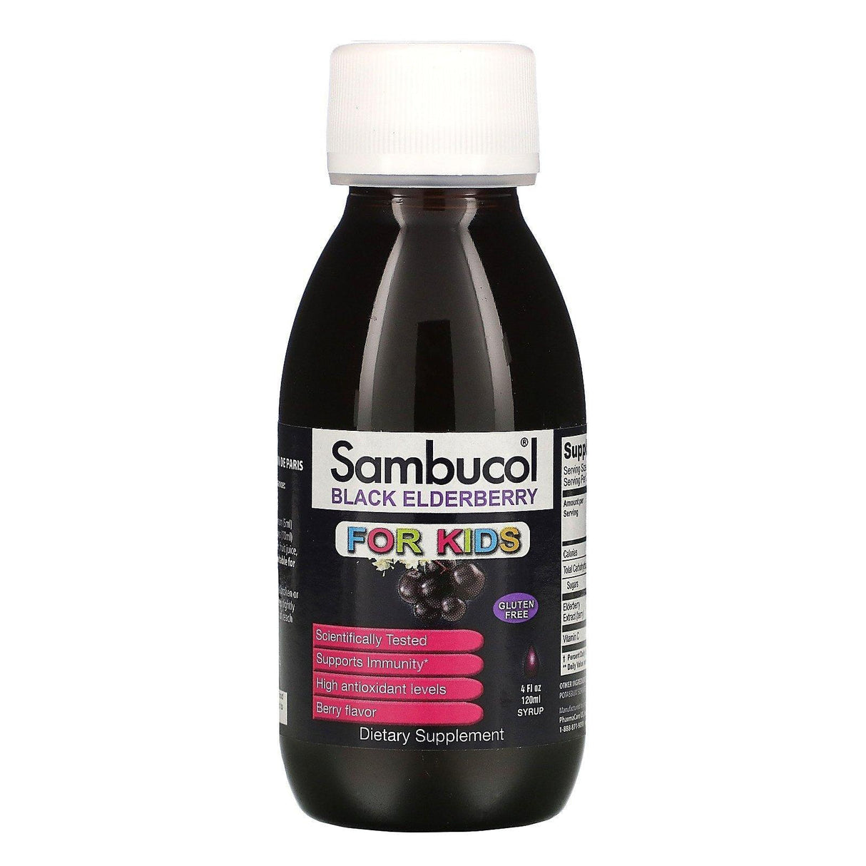 Sambucol, Black Elderberry Syrup, For Kids, Berry Flavor, 4 fl oz (120 ml) - Supply Center USA