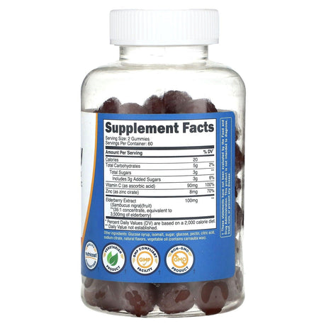 Nutricost, Elderberry Gummies with Vitamin C & Zinc, 120 Gummies - Supply Center USA