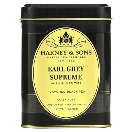 Harney & Sons, Black Tea, Earl Grey Supreme with Silver Tips, 4 oz (112 g) - Supply Center USA