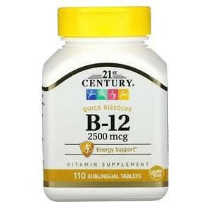 21st Century, B-12, 2,500 mcg, 110 Sublingual Tablets - HealthCentralUSA