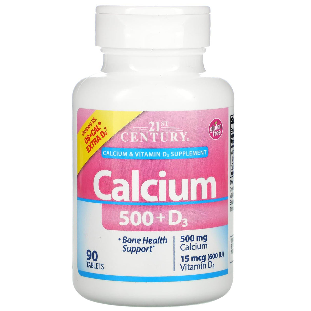 21st Century, Calcium 500 + D3, 90 Tablets - Supply Center USA