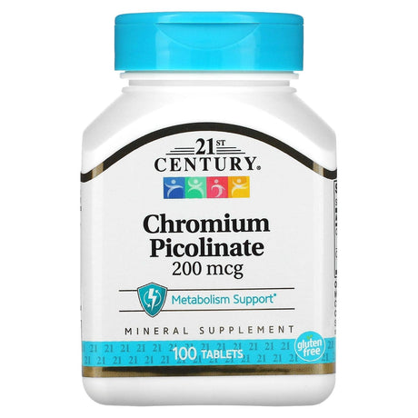 21st Century, Chromium Picolinate, 200 mcg, 100 Tablets - Supply Center USA