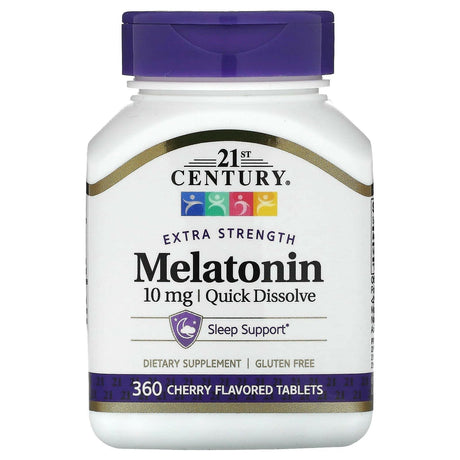 21st Century, Extra Strength, Quick Dissolve Melatonin, Cherry, 10 mg, 360 Tablets - Supply Center USA