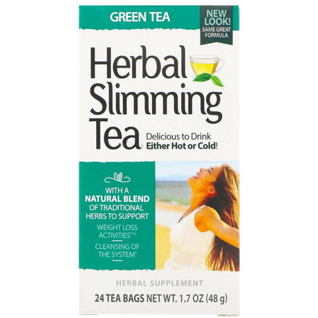 21st Century, Herbal Slimming Tea, Green Tea, Caffeine Free, 24 Tea Bags, 1.6 oz (45 g) - Supply Center USA