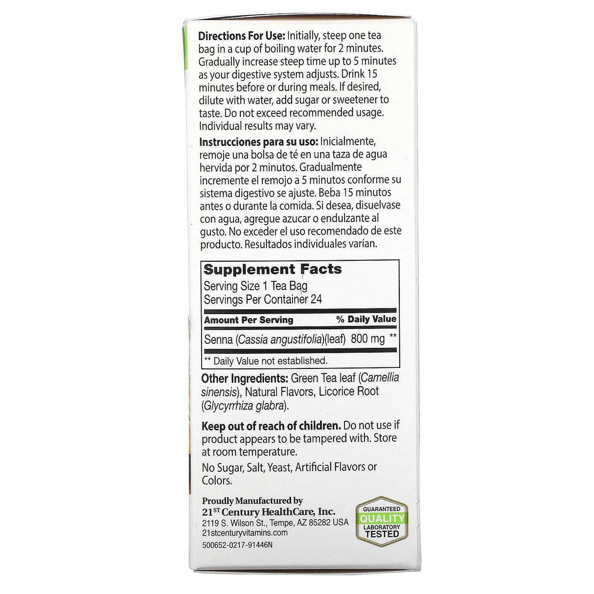 21st Century, Herbal Slimming Tea, Lemon-Lime, Caffeine Free, 24 Tea Bags, 1.7 oz (48 g) - Supply Center USA