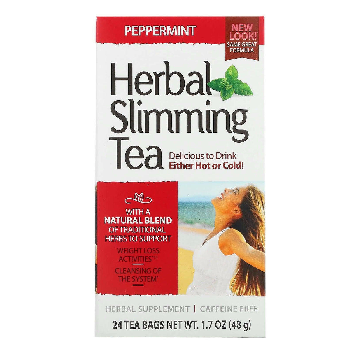 21st Century, Herbal Slimming Tea, Peppermint, Caffeine Free, 24 Tea Bags, 1.7 oz (48 g) - Supply Center USA