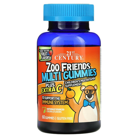 21st Century, Zoo Friends Multi Gummies, Plus Extra C, Great Tasting Fruit, 60 Gummies - Supply Center USA