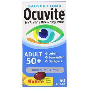 Bausch & Lomb, Ocuvite, Adult 50 +, Eye Vitamin & Mineral Supplement, 50 Soft Gels - Supply Center USA