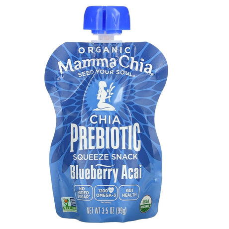 Mamma Chia, Organic Chia Prebiotic Squeeze, Blueberry Acai, 4 Squeezes, 3.5 oz (99 g) Each - Supply Center USA