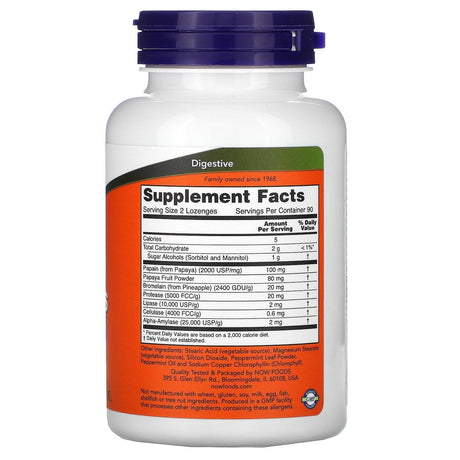 Now Foods, Chewable Papaya Enzymes, 180 Lozenges - Supply Center USA