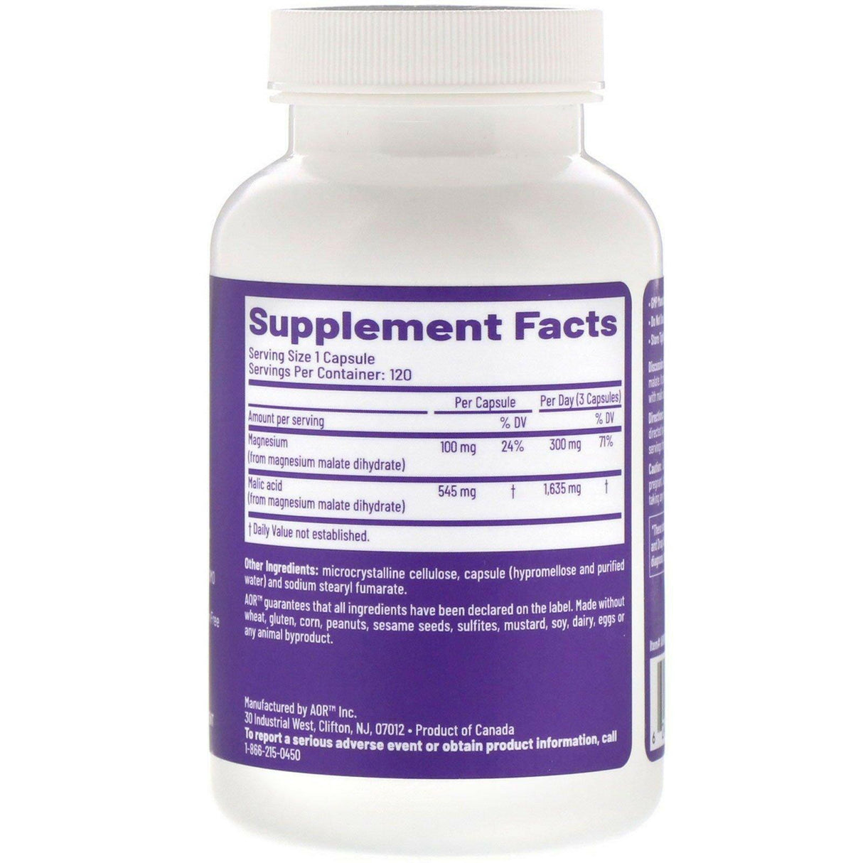 Advanced Orthomolecular Research AOR, Mag Malate Renew, 120 Vegetarian Capsules - Supply Center USA